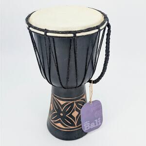 Balinese Djembe Drum Percussion Instrument African Goblet Hand Carved Folk Art